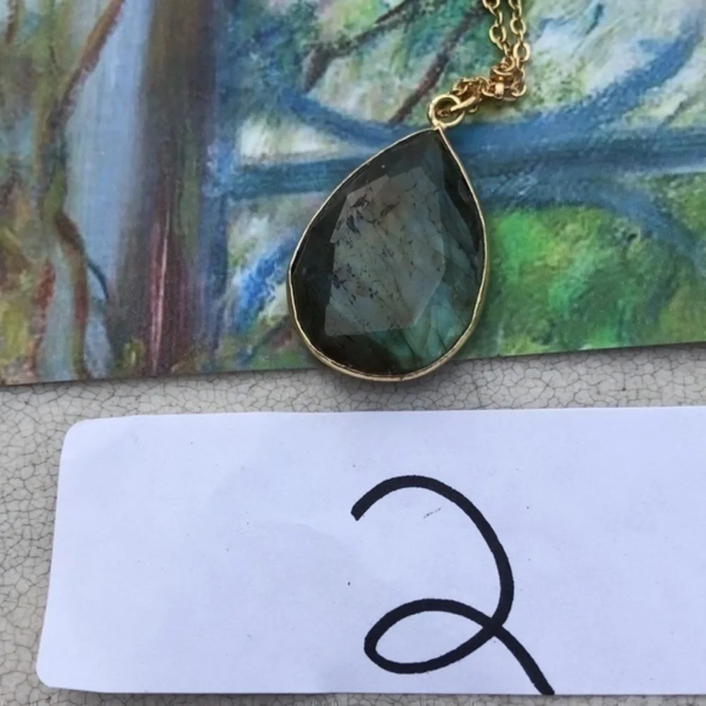 RESTOCKED! Labradorite Nebula 14K GP Boho Necklace Green/Blue Gemstone Handmade